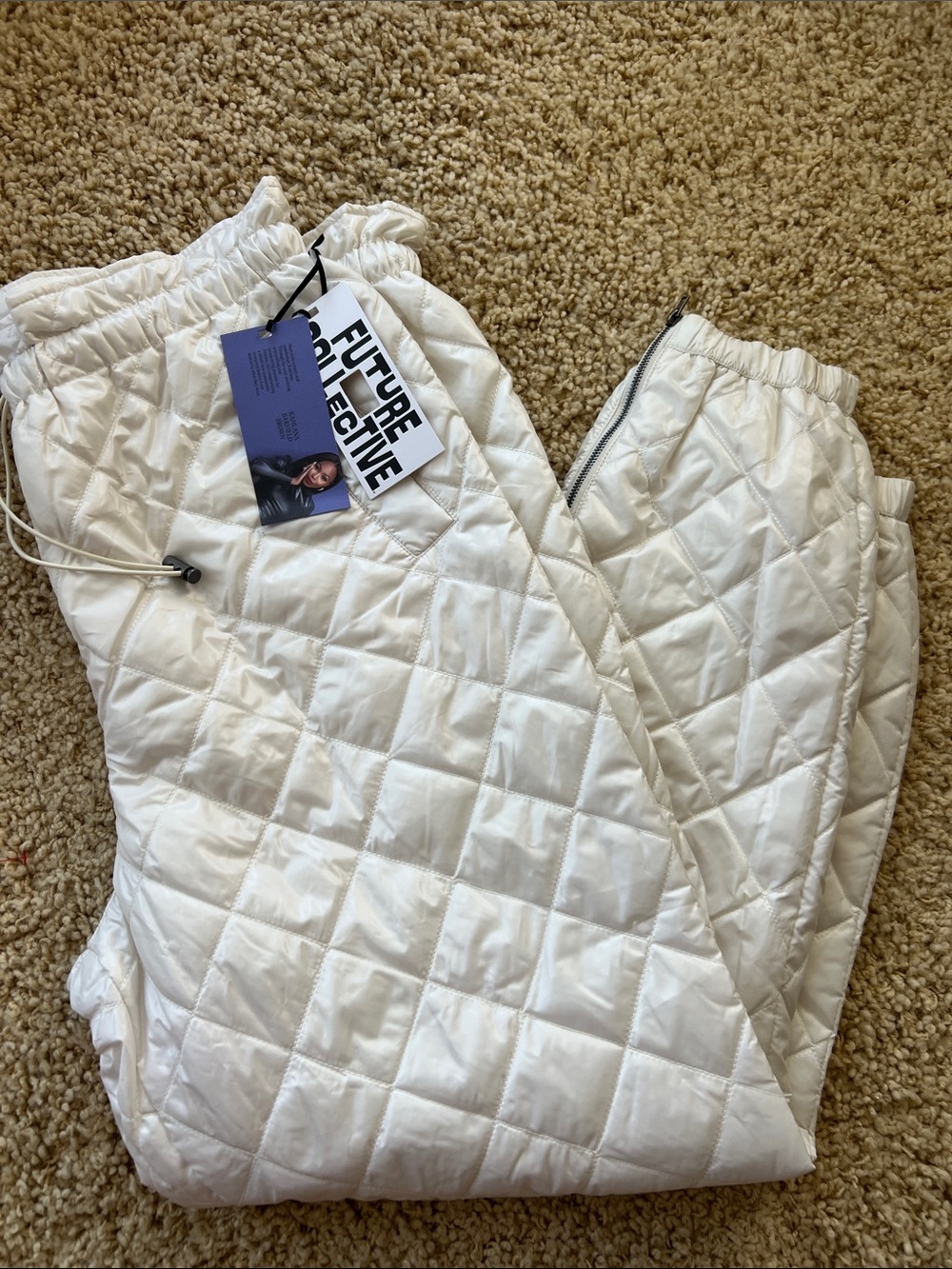 Future Collective Quilted White Jogger